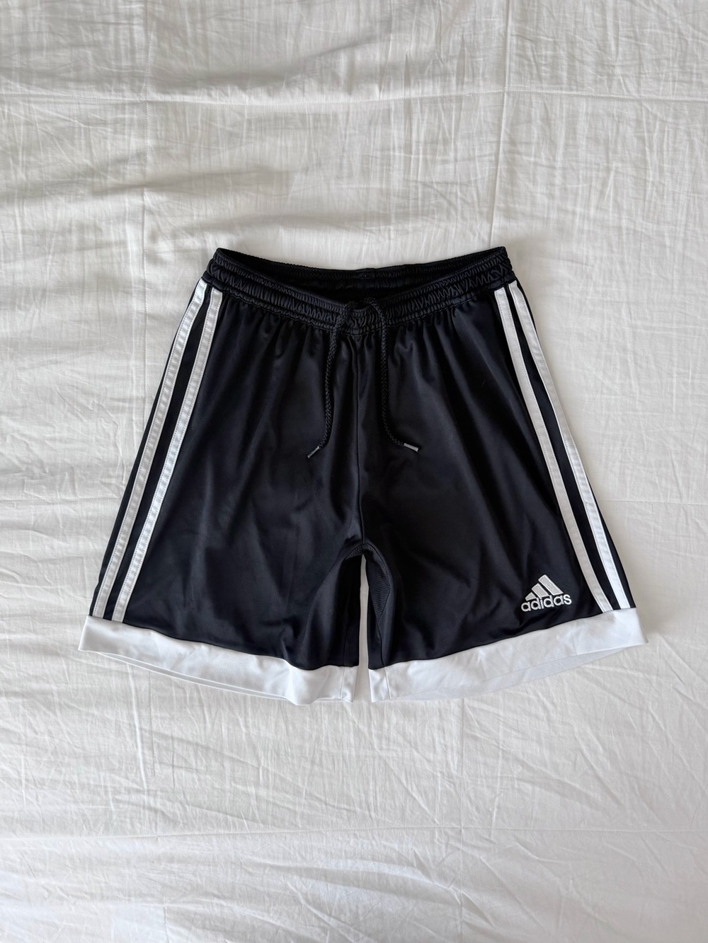 Classic Adidas Black & White Stripe Tastigo 15 Soccer Shorts